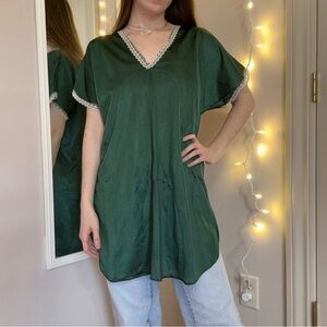 Vintage Green with Lace Trim Top